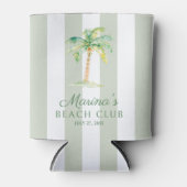 Coastal Green Cabana Stripes Palm Beach Club Blikjeskoeler (Voorkant)