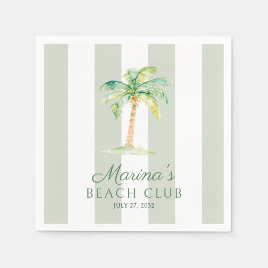 Coastal Green Cabana Stripes Palm Beach Club Servet (Voorkant)
