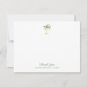 Coastal Green Cabana Stripes Palm Tree Thank You Notitiekaartje (Voorkant)