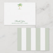 Coastal Green Cabana Stripes Palm Tree Thank You Notitiekaartje (Voorkant / Achterkant)