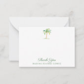 Coastal Green Cabana Stripes Palm Tree Thank You Notitiekaartje (Voorkant)