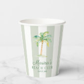 Coastal Green Stripes Palm Beach Club Birthday Papieren Bekers (Achterkant)