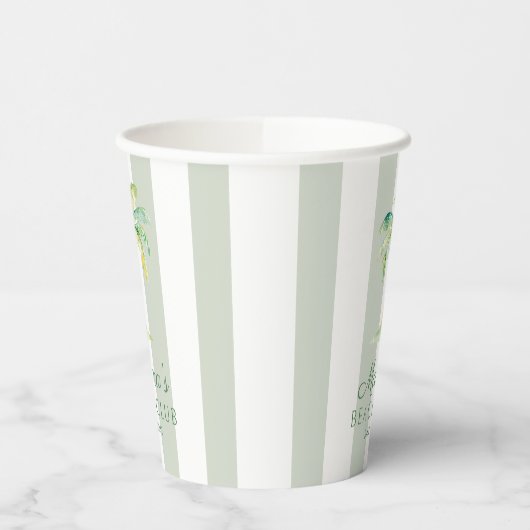 Coastal Green Stripes Palm Beach Club Birthday Papieren Bekers (Links)