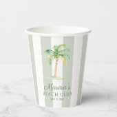 Coastal Green Stripes Palm Beach Club Birthday Papieren Bekers (Voorkant)