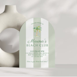 Coastal Green Stripes Palm Beach Verjaardagsboog Kaart