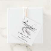 Coastal Hand Drawn Black & White Wedding Bedankjes Labels (In situ)