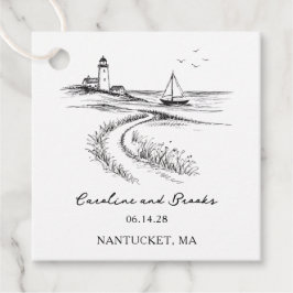 Coastal Hand Drawn Black & White Wedding Bedankjes Labels