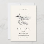 Coastal Hand Drawn Black & White Wedding Save The Date (Voorkant)