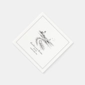 Coastal Hand Drawn Black & White Wedding Servet (Hoek)