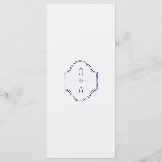 Coastal Hand Drawn Cocktail Seashell Wedding Menu (Achterkant)