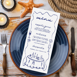Coastal Hand Drawn Cocktail Seashell Wedding Menu