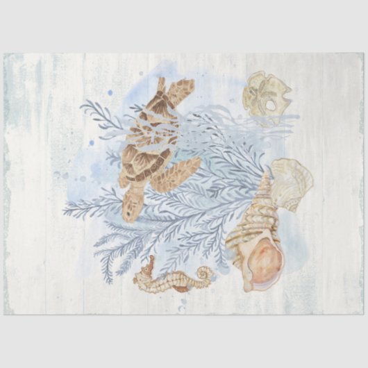 Coastal Home Decor Zee Schildpad Zeepaardkoraal Ho Tissuepapier (Voorkant)