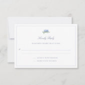 Coastal Hydrangea Formal Classic Blue Wedding RSVP Kaartje (Voorkant)