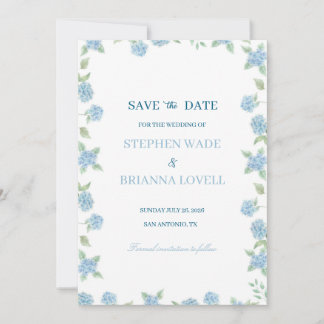 Coastal Hydrangea Save the Date  Kaart