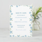 Coastal Hydrangea Save the Date  Kaart (Staand voorkant)