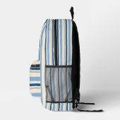 Coastal Indigo Cabana Stripes Bedrukte Rugzak (Rechts)