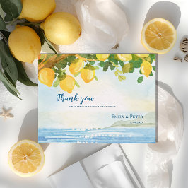 Coastal Lemon Garden Wedding Thank You Briefkaart