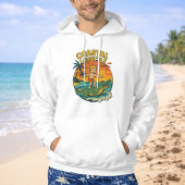 Coastal Life Alligator Surfing Retro FL Surf Beach Hoodie