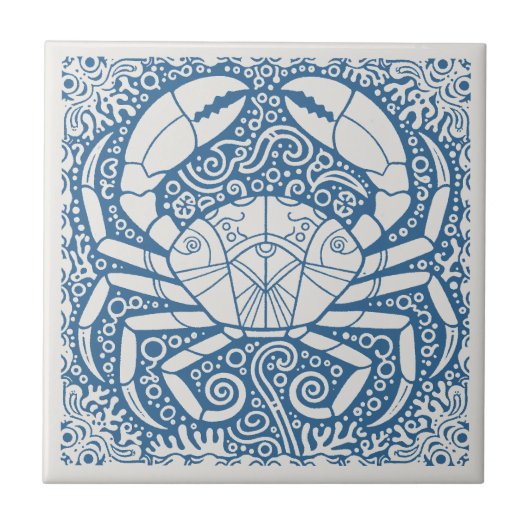 Coastal Life Series Crab Shell Blue D1208 Tegeltje (Voorkant)