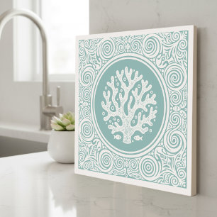 Coastal Life Series Kantwerk Koraal Teal D1208 Tegeltje
