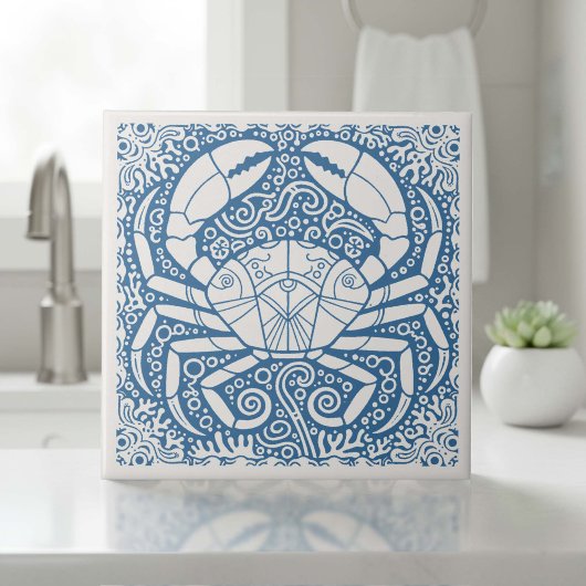 Coastal Life Series Krabbenschaal Blauw D1208 Tegeltje
