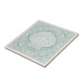 Coastal Life Series Scallop Shell Teal D1208 Tegeltje (Zijkant)