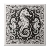 Coastal Life Series Seahorse B & W D1208 Tegeltje (Voorkant)