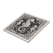 Coastal Life Series Seahorse B & W D1208 Tegeltje (Zijkant)