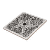 Coastal Life Series Starfish B & W D1208 Tegeltje (Zijkant)