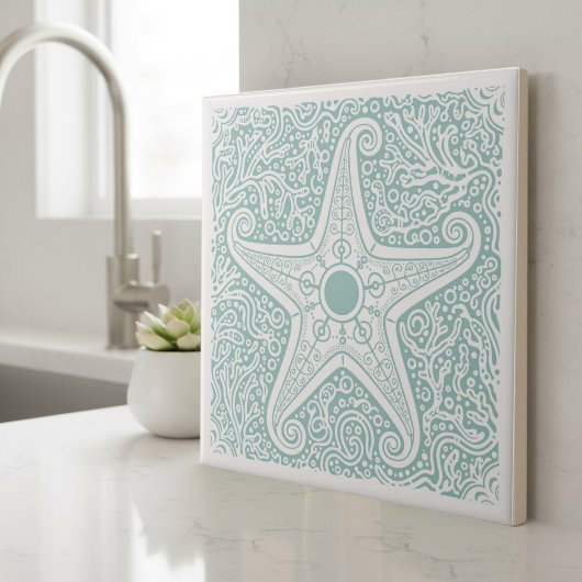 Coastal Life Series Starfish Teal D1208 Tegeltje