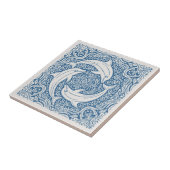 Coastal Life Series Three Dolphins Blue ID1208 Tegeltje (Zijkant)