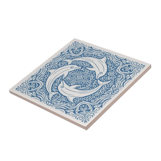 Coastal Life Series Three Dolphins Blue ID1208 Tegeltje (Zijkant)