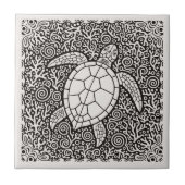 Coastal Life Series Turtle B & W D1208 Tegeltje (Voorkant)