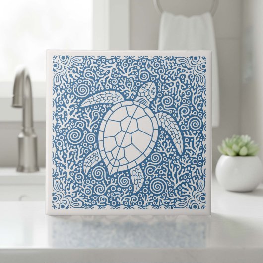 Coastal Life Series Turtle Blue D1208 Tegeltje
