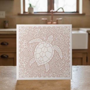 Coastal Life Series Turtle Coral D1208 Tegeltje