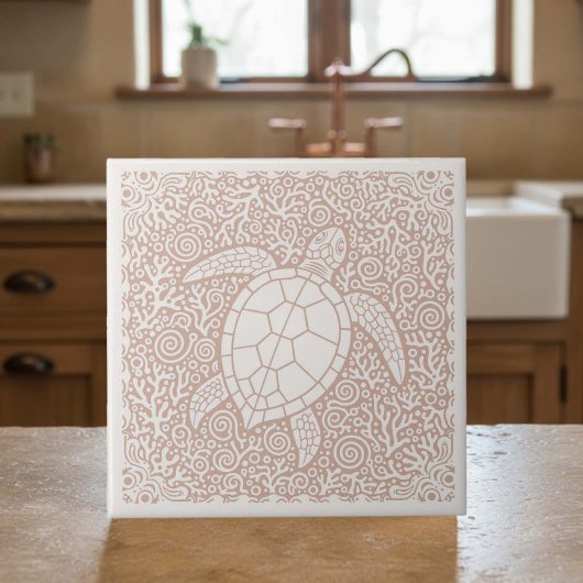 Coastal Life Series Turtle Coral D1208 Tegeltje
