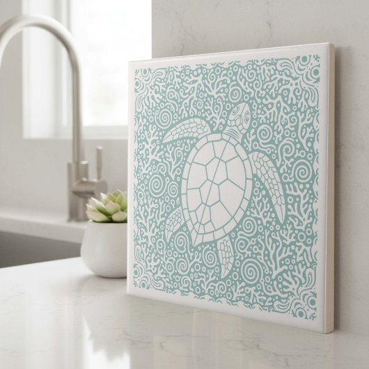 Coastal Life Series Turtle Teal D1208 Tegeltje