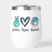 Coastal Life Tumbler - Vrede, Liefde en Strand (Voorkant)