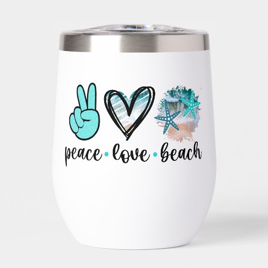 Coastal Life Tumbler - Vrede, Liefde en Strand (Voorkant)