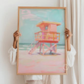 Coastal Lifeguard Tower Schilderij, Strandmuurkuns Poster