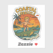 Coastal Lifestyle Gator Surfing - Retro Surf Beach Sticker (Vel)