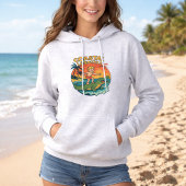 Coastal Lifestyle Gator Surfing Retro Surfer Beach Hoodie