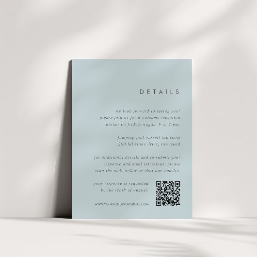 Coastal Light Blue All-in-One Wedding Details Informatiekaartje