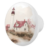 Coastal Lighthouse Beach Seaside Scenery Keramische Knop (Rechts)