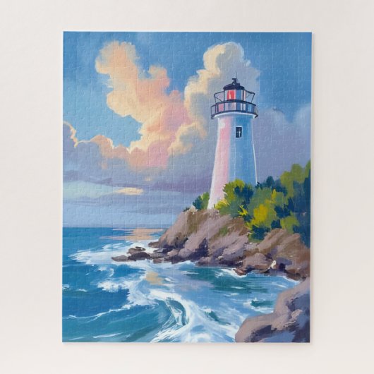 Coastal Lighthouse | Blue Ocean Waves Sea Legpuzzel (Verticaal)