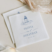 Coastal Lighthouse Blue Toile Wedding Servet