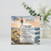 Coastal Lighthouse Happily Ever After Wedding Kaart (Staand voorkant)