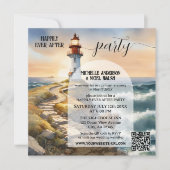 Coastal Lighthouse Happily Ever After Wedding Kaart (Voorkant)