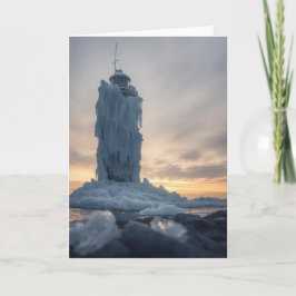 coastal lighthouse in winter kaart