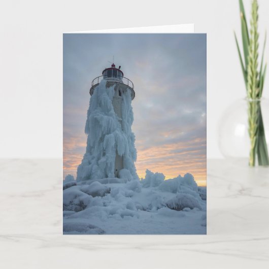 coastal lighthouse in winter kaart (Voorkant)